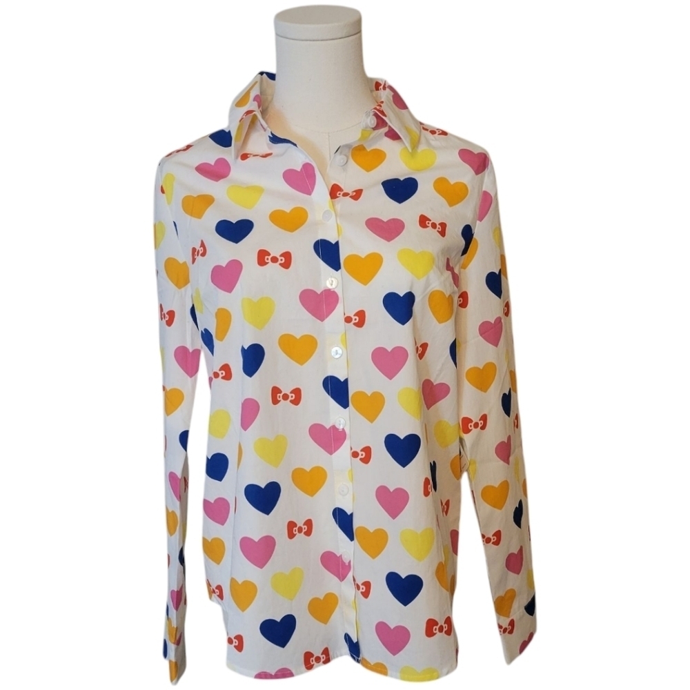 NWT Modcloth Hello Kitty Superlove Button‎ Up Shirt Size Small
